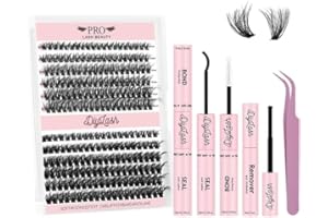 DIY Lash Extension Kit 240pcs Lash Clusters D Curl Eyelash Extension Set Individual eyelashes with Lash Bond and Seal Applica