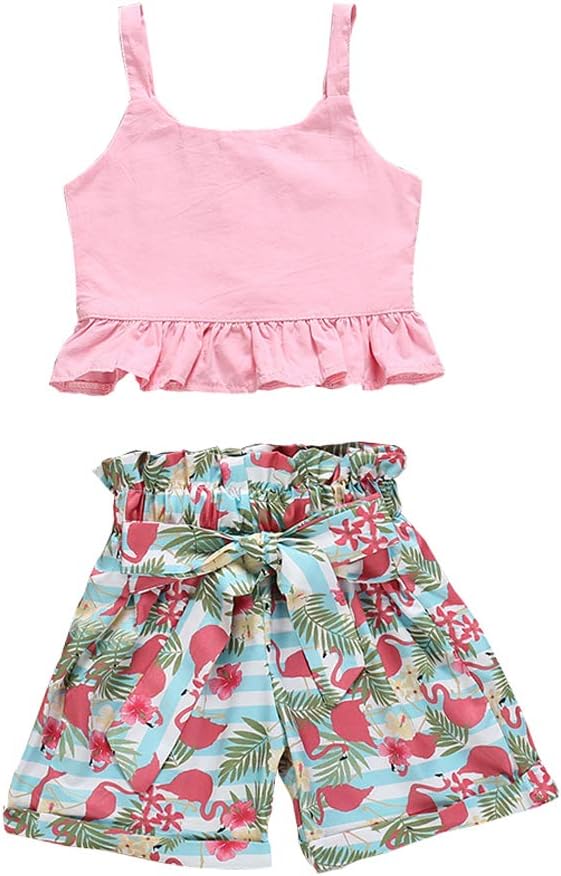 Toddler Baby Girl Strap Banana Leaf Print Strappy Cold Shoulder Cropped Top + Long Skirts Outfits Clothes Set