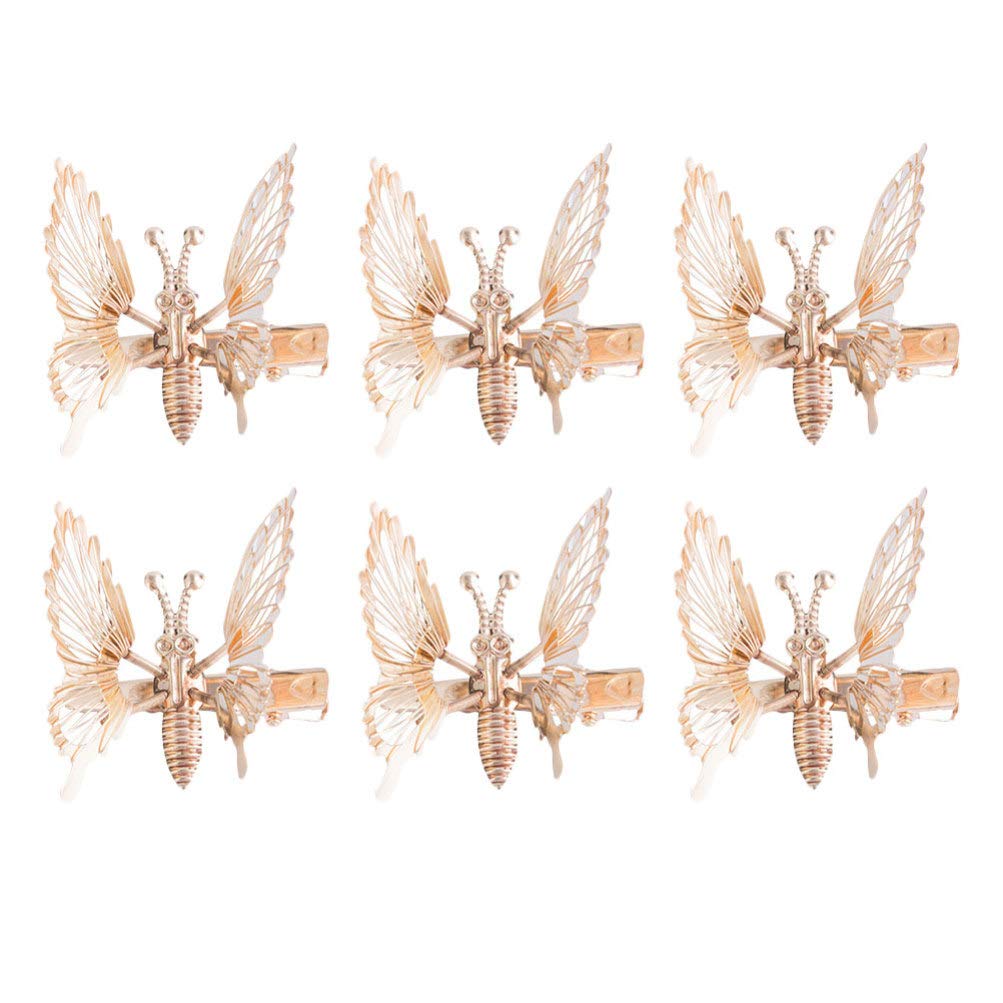 Amosfun 3pcse Butterfly Hair Clips Moving Crystal Rhinestone Hair Pin Party Women Headpiece Headdress French Side Hair Clips Hair Accessories