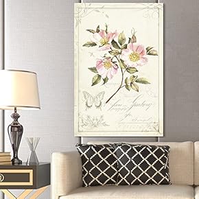 Canvas Wall Art - Vintage Style Pink Flower - Giclee Print Gallery Wrap Modern Home Art Ready to Hang - 12x18 inches