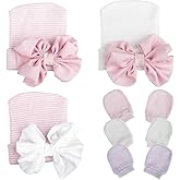 Baby Caps and Mittens Newborn Hospital Beanie Hats No Scratch Gloves Soft Babies Gift Set for Boys Girls