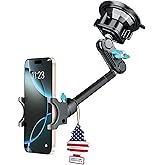 CARMOUNT TitanX100 Long – Truck Phone Mount – Heavy Duty Metal Phone Holder, Suction Cup Phone Mount for Car, Windshield Mount Cell Phone Holder for iPhone, Android, GPS & All Devices