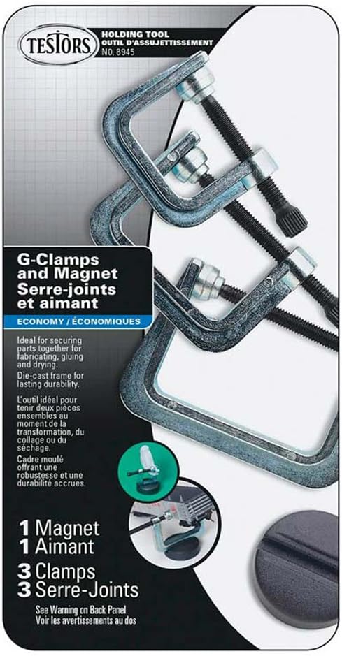 Testors TES8945T Metal G-Clamps (3 ct) & Magnet