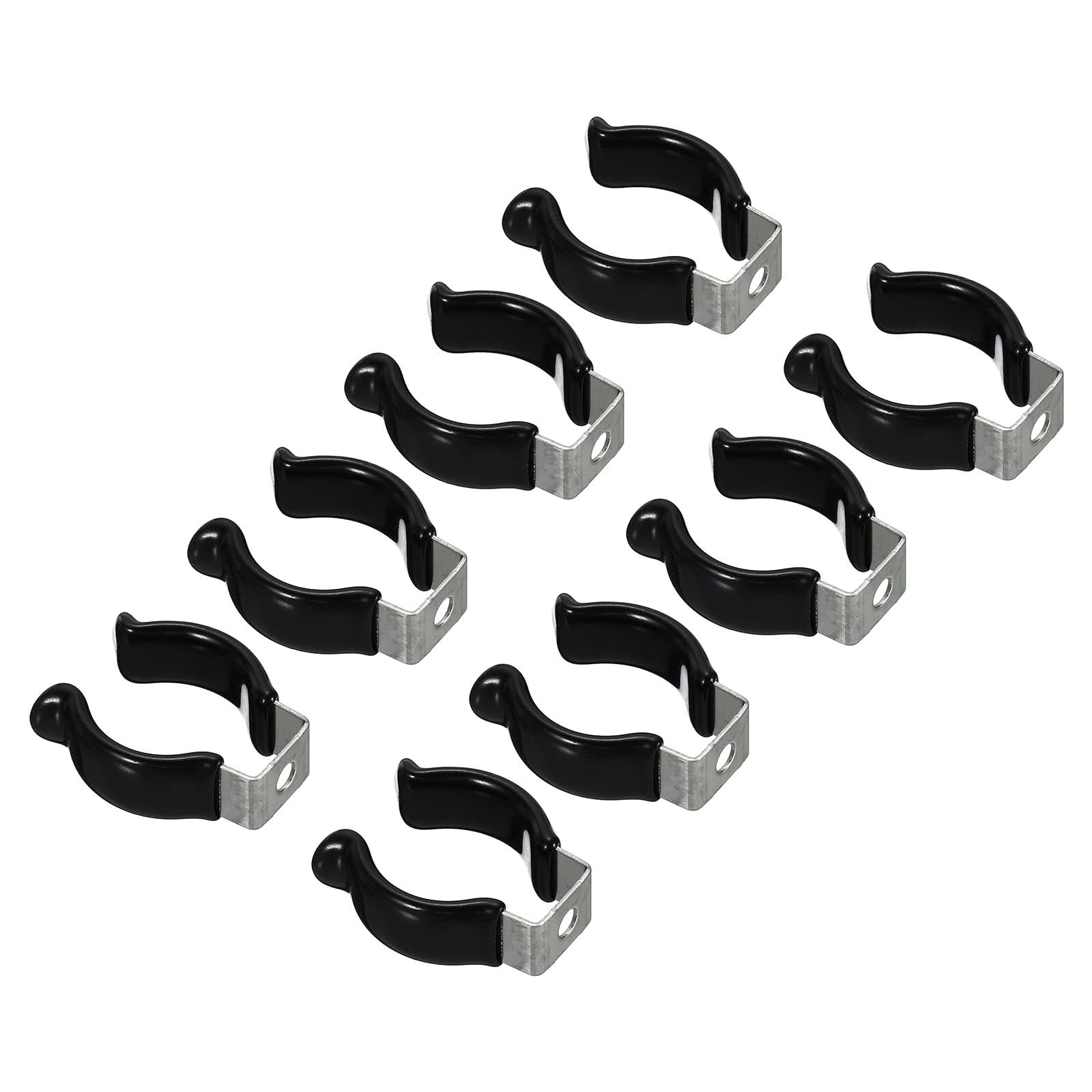TOP-VIGOR 8Pcs T8 U Clips Holder Bracket for LED Light Bulb Mounting Bracket Support Stainless Steel Fluorescent Tube Holder Pipe Clamps Spring Holder Tool Clips to Prevent Sagging, Black — image 1