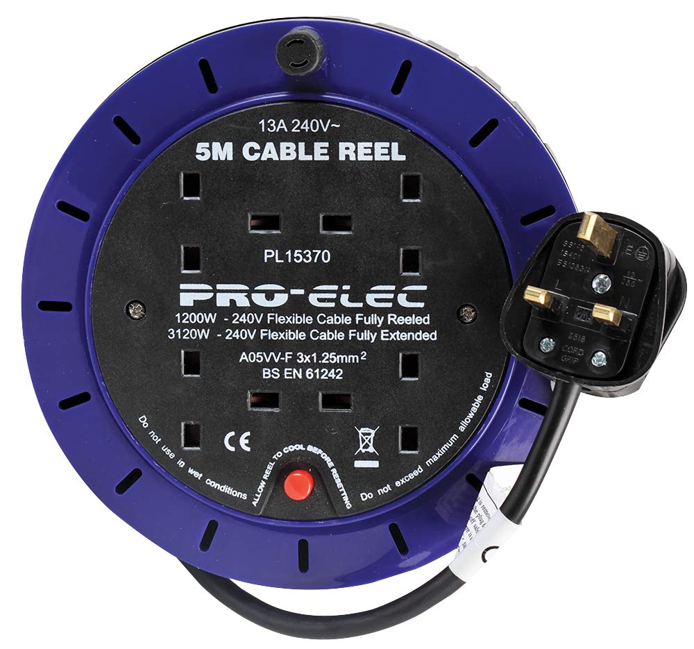 Pro Elec PEL00279 4 Socket Cassette Reel, 13A, 5 m