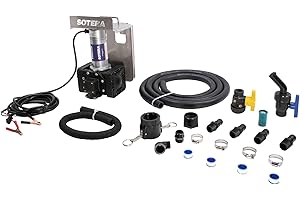 SOTERA Fill-Rite SS425B 12V DC Chemical Transfer Pump Bundle with IBC Mount, Hose, & Suction Pipe - Heavy Duty Viscous Fluid Transfer Pump - Supports Continuous Usage, Dry Runs & Quiet Operation