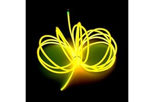 MaxLax EL Wire Yellow, 9.8ft/3m Portable Battery Pack Neon Lights Strip 360° Cuttable Glowing Rope Lights for Parties, Halloween, DIY Decoration
