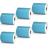 BETCKEY - 4" x 6" Shipping Labels Compatible with Zebra & Rollo Label Printer(not for dymo 4XL),Premium Adhesive & Perforated[Light Blue, 6 Rolls, 1500 Labels]