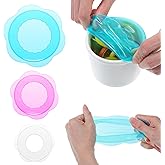 ElevateTech Silicone Stretch Lids for Food Storage 3 Pcs Reusable Food Covers Elastic Bowl Covers for Cans Jars Round & Rectangle Containers Stretchable Silicone Microwave Foods Cover, Dishwasher Safe
