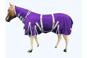 TECH EQUESTRIAN Superior Heavyduty Horse Fly Sheet with Neck and Detachable Belly Band | Horse Fly Sheet with Belly Band | Horse Summer Sheet (72, Purple)