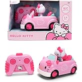 Jada Hello Kitty RC Car 1:32 Scale Vehicle &ndash; Simple Function Remote Control Pink Convertible with Non-Removable Figure Toys