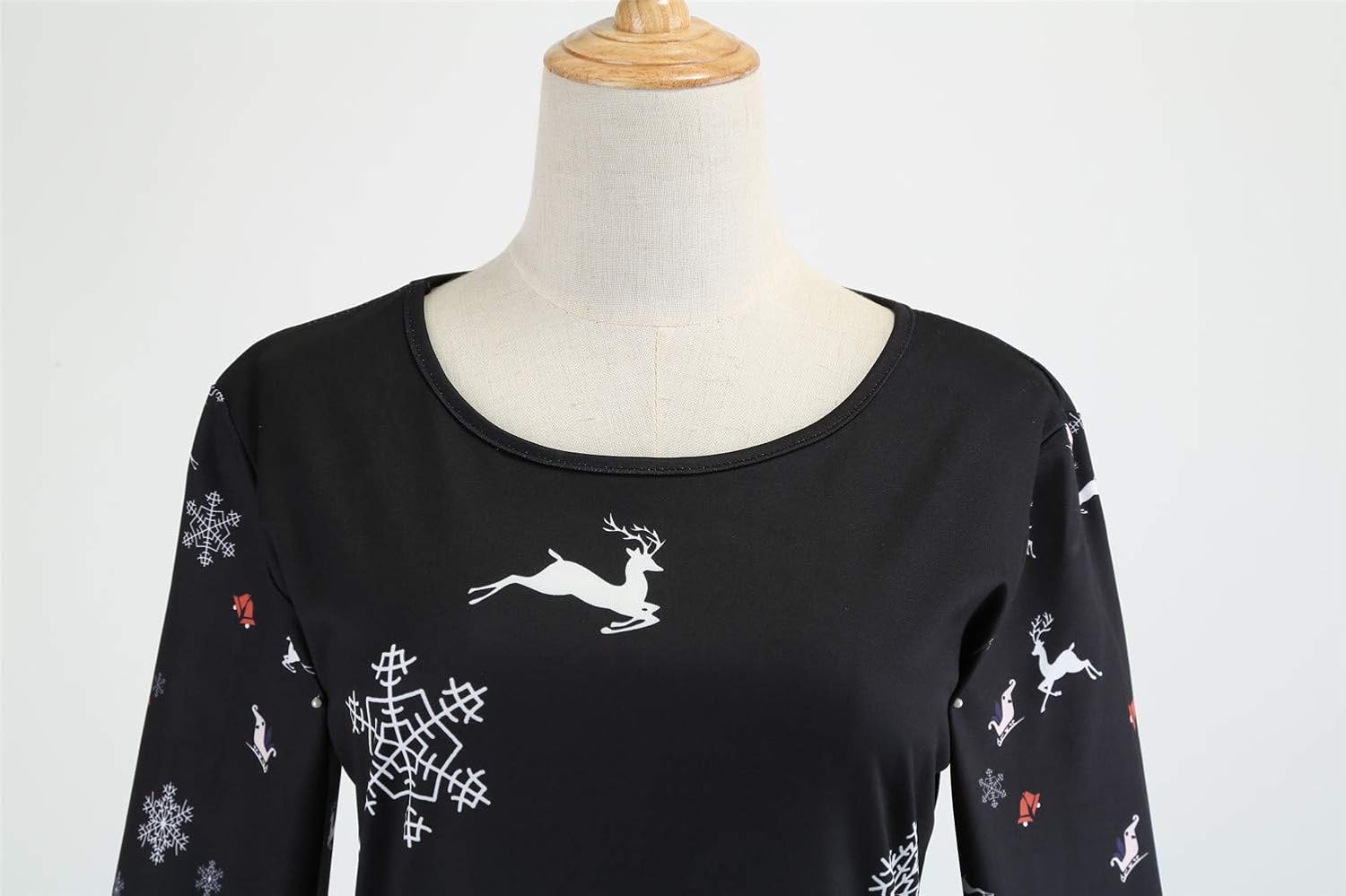 Soluo Women Christmas Long Sleeve Flared Dresses Santa Print A Line Party Dress Casual Tunic Tops Pullover at  Women’s Clothing store