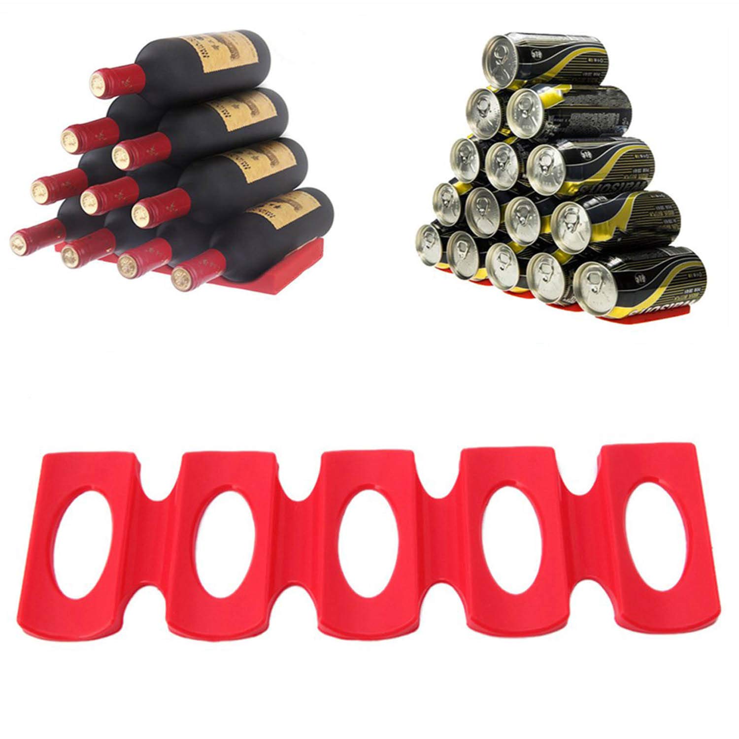 Botellero y bote apilable fácil, de silicona roja, soporte de ...