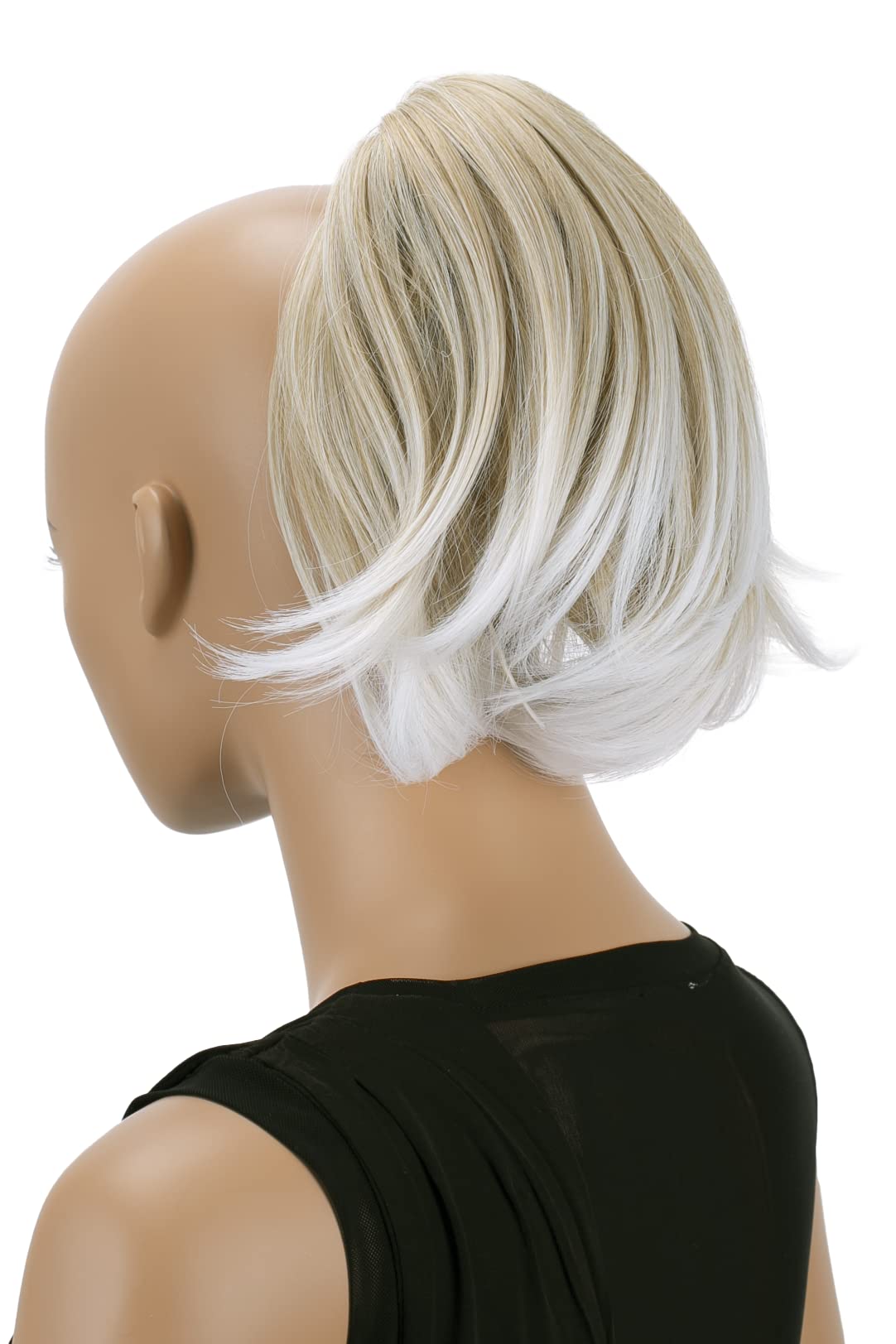 CAISHA Bun Hairpiece Ponytail With Butterfly Clip Hair Bun Bridal Hairstyle Hepburn Bun Scrunchie Straight White Blonde Mix H409