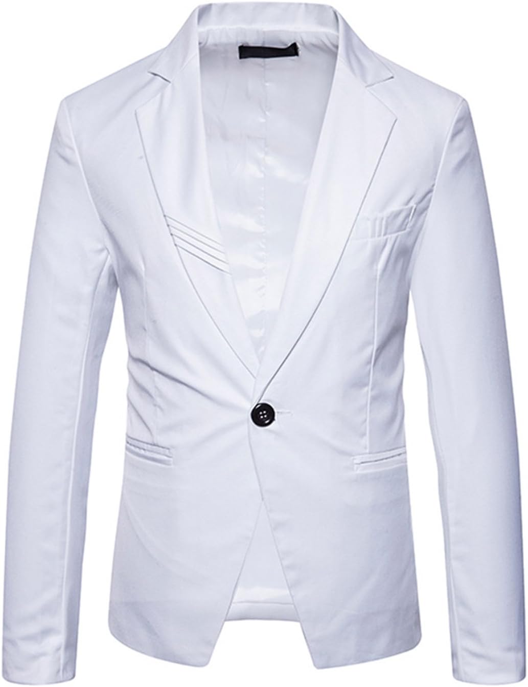 JASSYOY Men's Slim Fit Peak Lapel Collar One Button Blazer Coats Jackets