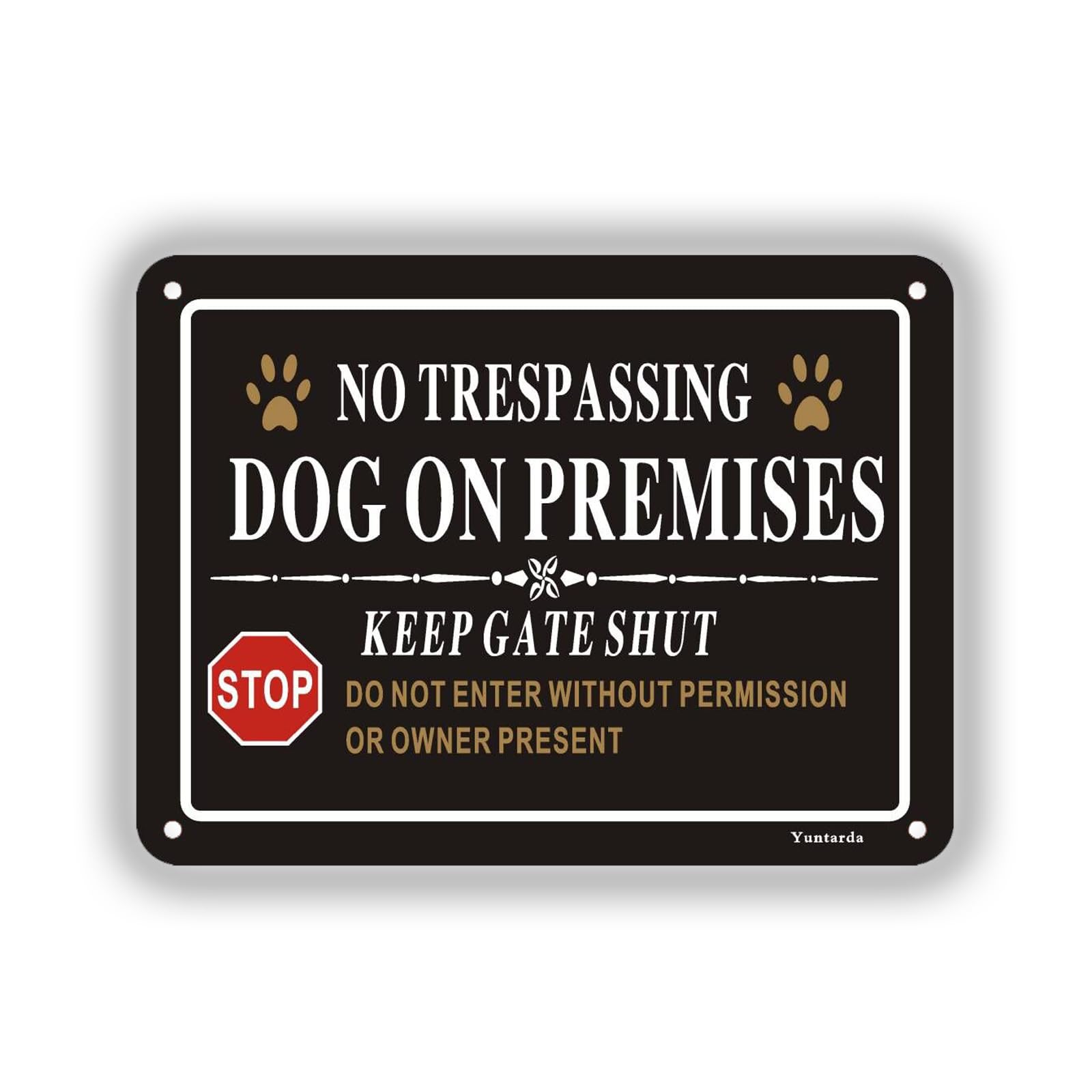 Beware of Dog Sign, Yuntarda Dog on Premises Close the Gate Yard Sign 15x20cm Aluminum Metal Sign Keep Gate Shut Stop Sign