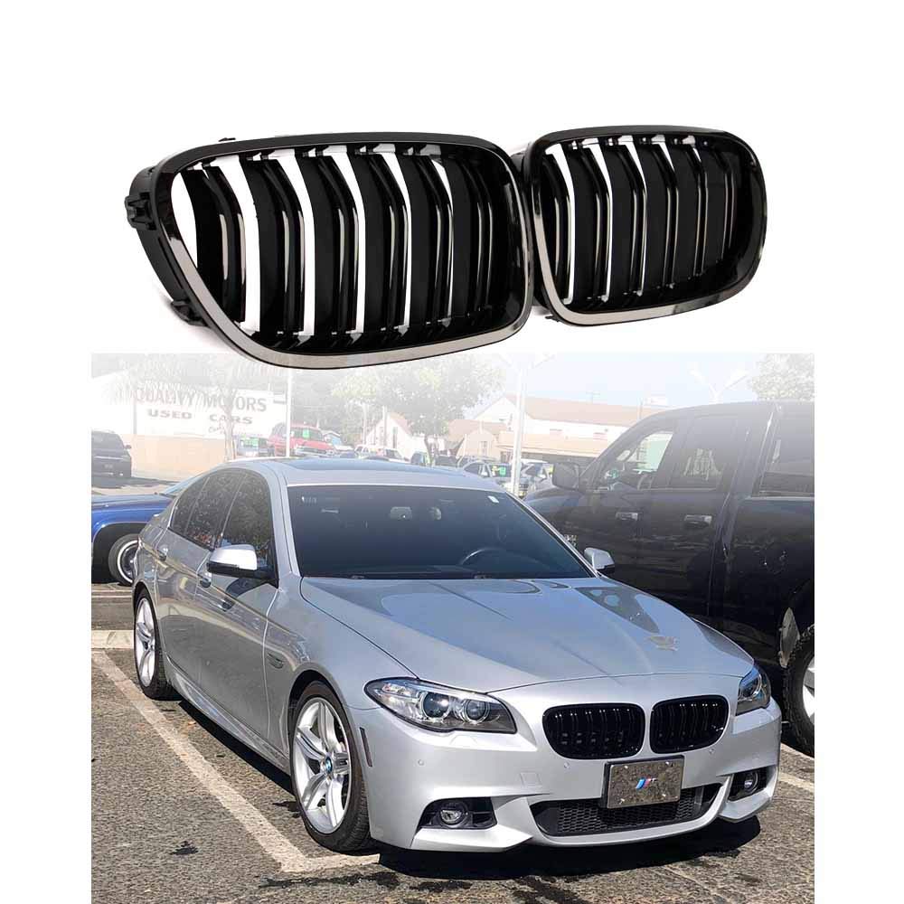 QitianF10 Grilles, ABS Replacement Front Kidney Grills for 5 Series F10 F11 Glossy Black