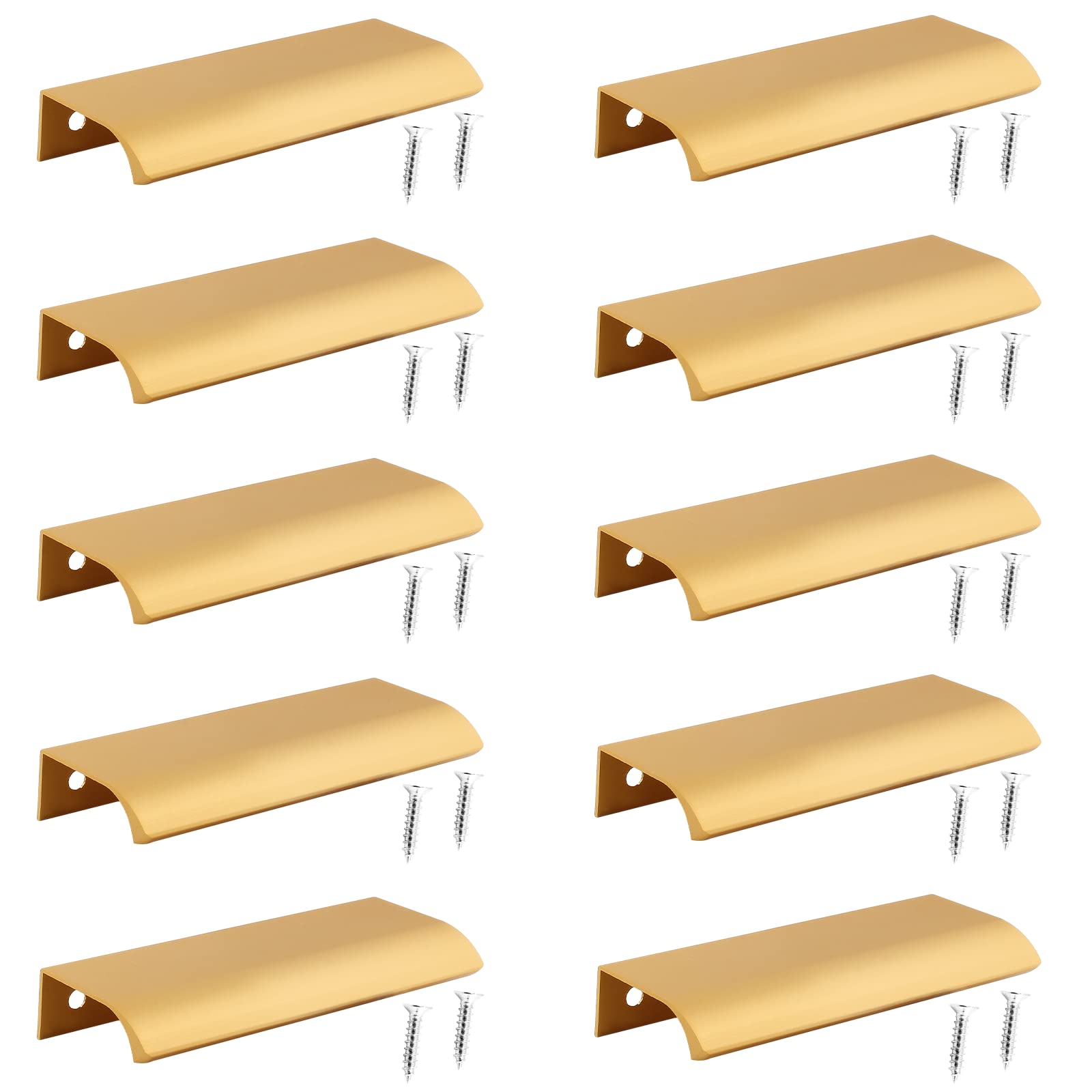 Photo 1 of Auvotuis 10Pcs Modern Finger Edge Pulls, 120mm/ 4.72inch Aluminum Hidden Tab Pull Handles, Rose Gold Concealed Finger Drawer Handles for Cabinet, Kitchen, Closet, Wardrobe, Door