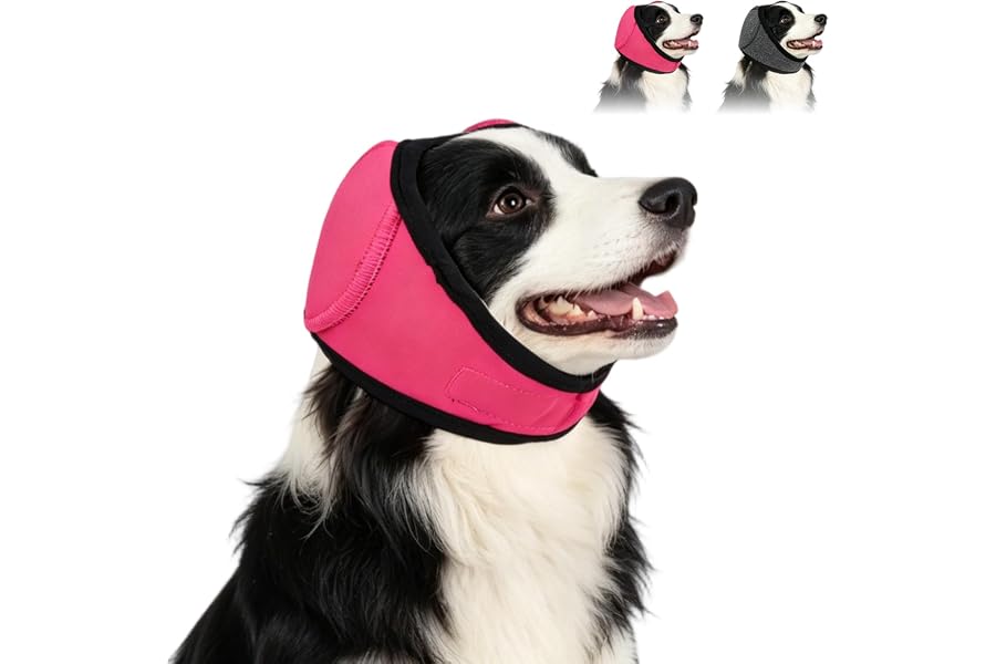yetary Noise Cancelling Ear Wrap, Dog No Shake Ear Wraps, Comfortable Quiet Dogs Calming Hoodie, Adjustable, Effectively isolates Noise from Fireworks, Thunder, and Vacuum Cleaners (Magenta, M)