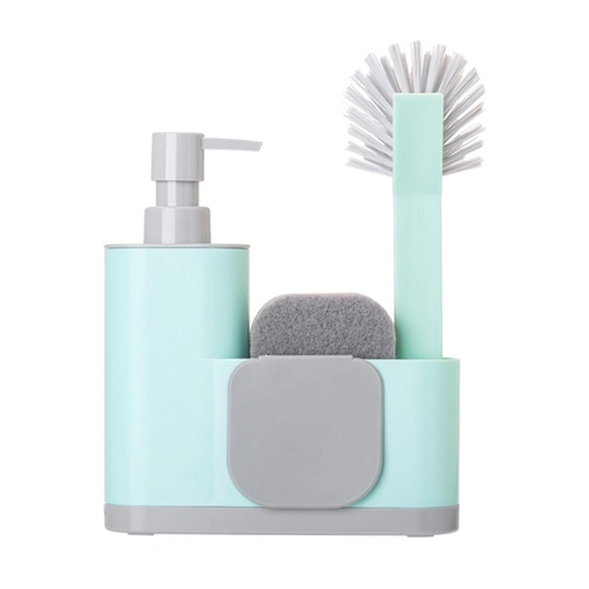 Vigar - Sink Set - Sponge, Brush, Spatula and Soap Dispenser - 18.5 x 5 x 26 cm - Monobloc - 350 ml Tank - Non Stripe - Turquoise
