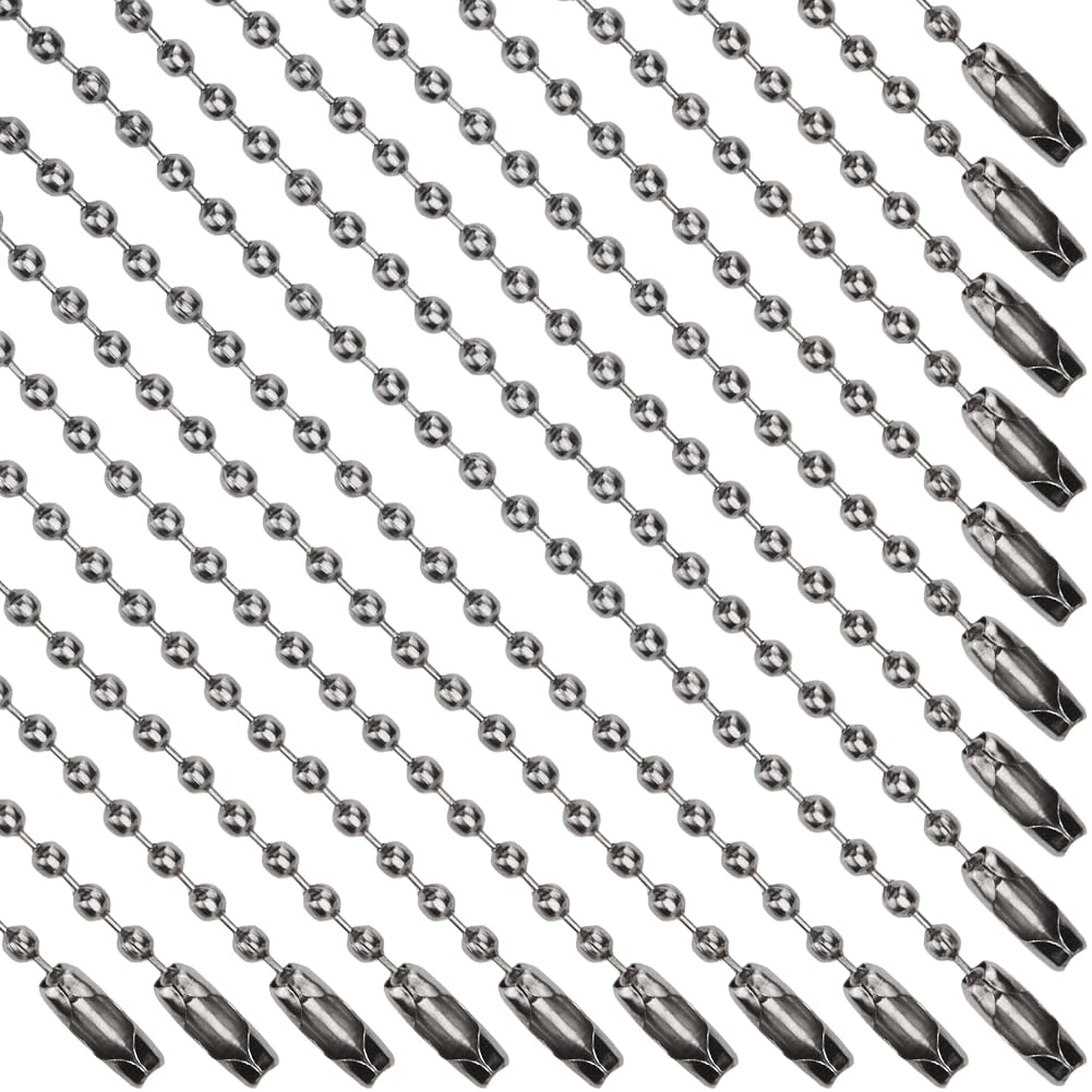 SOFPLATE 1 Box 100Pcs 4"/10cm 2mm Stainless Steel Short Beaded Ball Chain Necklace Bulk Gunmetal Key Chains Adjustable Metal Beads Dog Tag Chains with Connector for Jewelry Making Keychain DIY Crafts