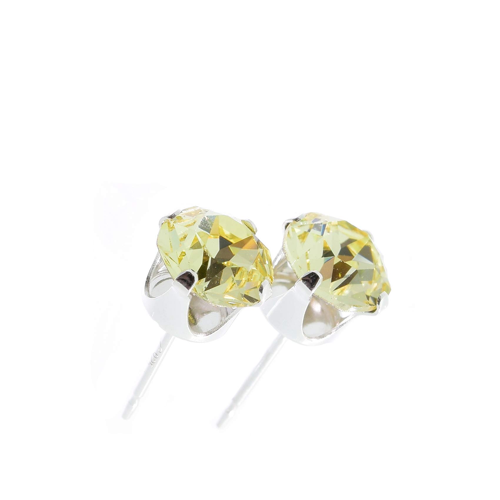 pewterhooter Vintage Jonquil Austrian Crystal Sterling Silver Stud Earrings for Women with Gift Box