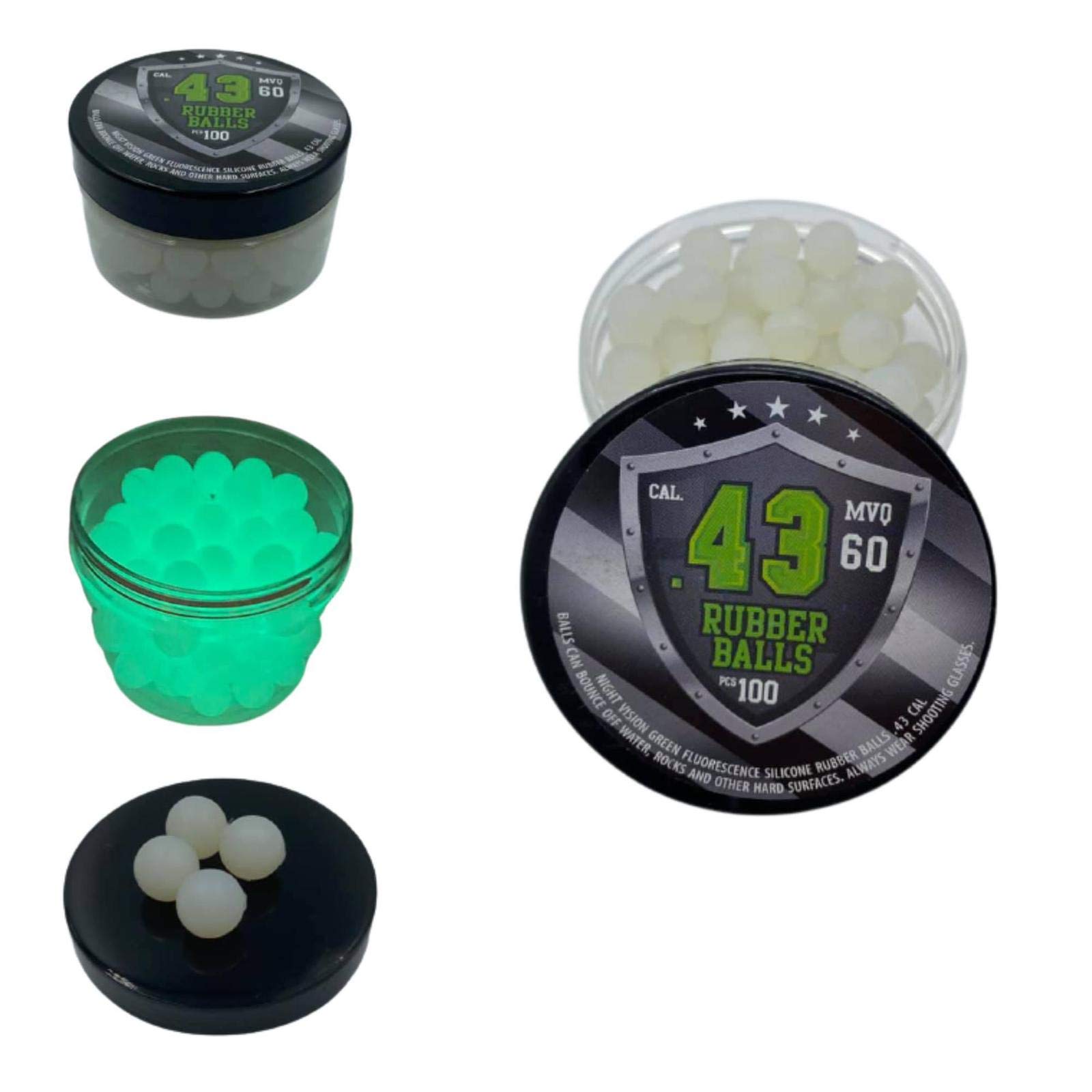 Night Vision Fluorescent Silicon Rubber Balls Paintballs Glowing in the Dark in 43 Cal.