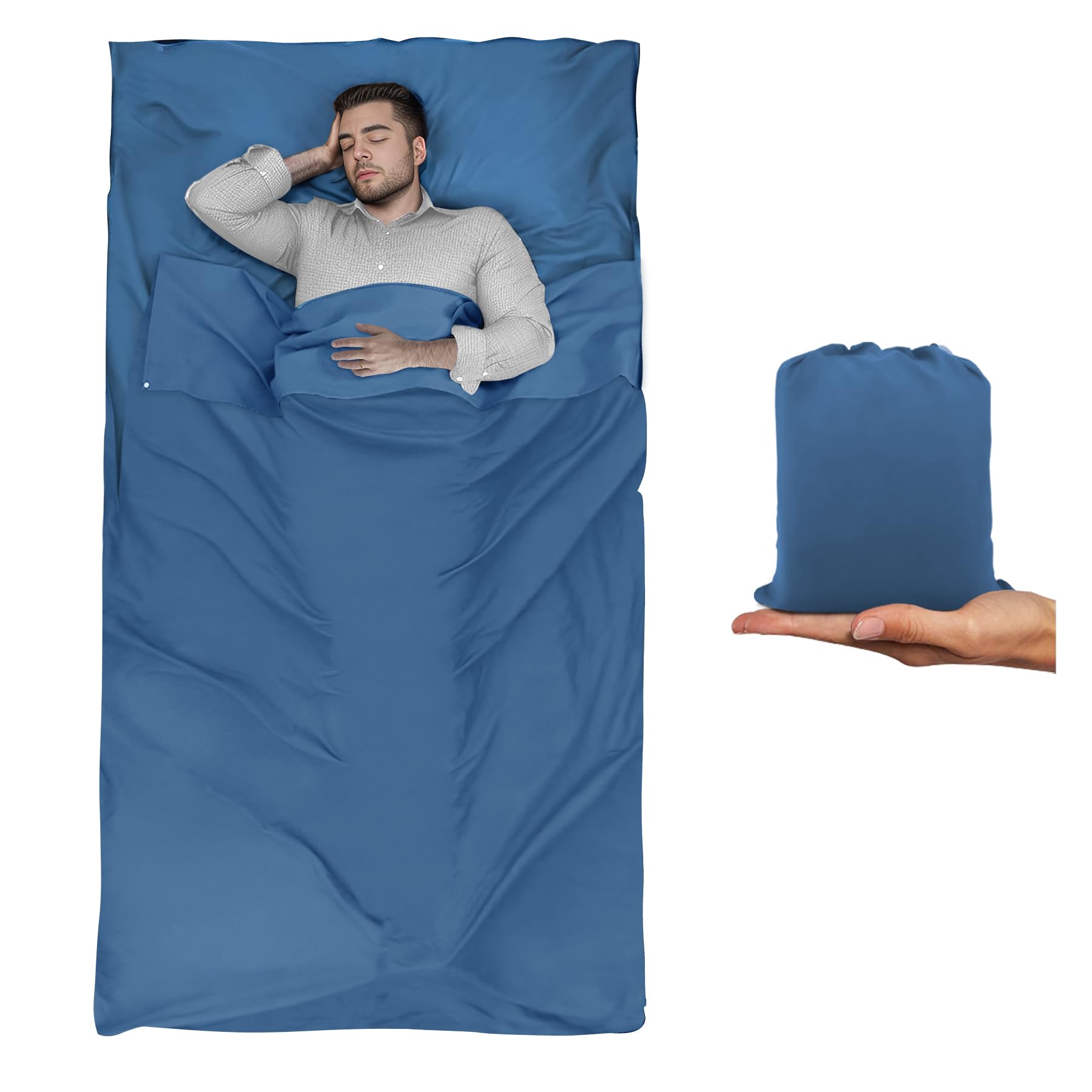 BREENHILL Sleeping Bag Liner, Camping Sheets & Travel Sheet, Hostels & Traveling Adult Sleep Sack for Backpacking, Hotels Lightweight Single & Double Camping Sleeping Bag Liners Blue