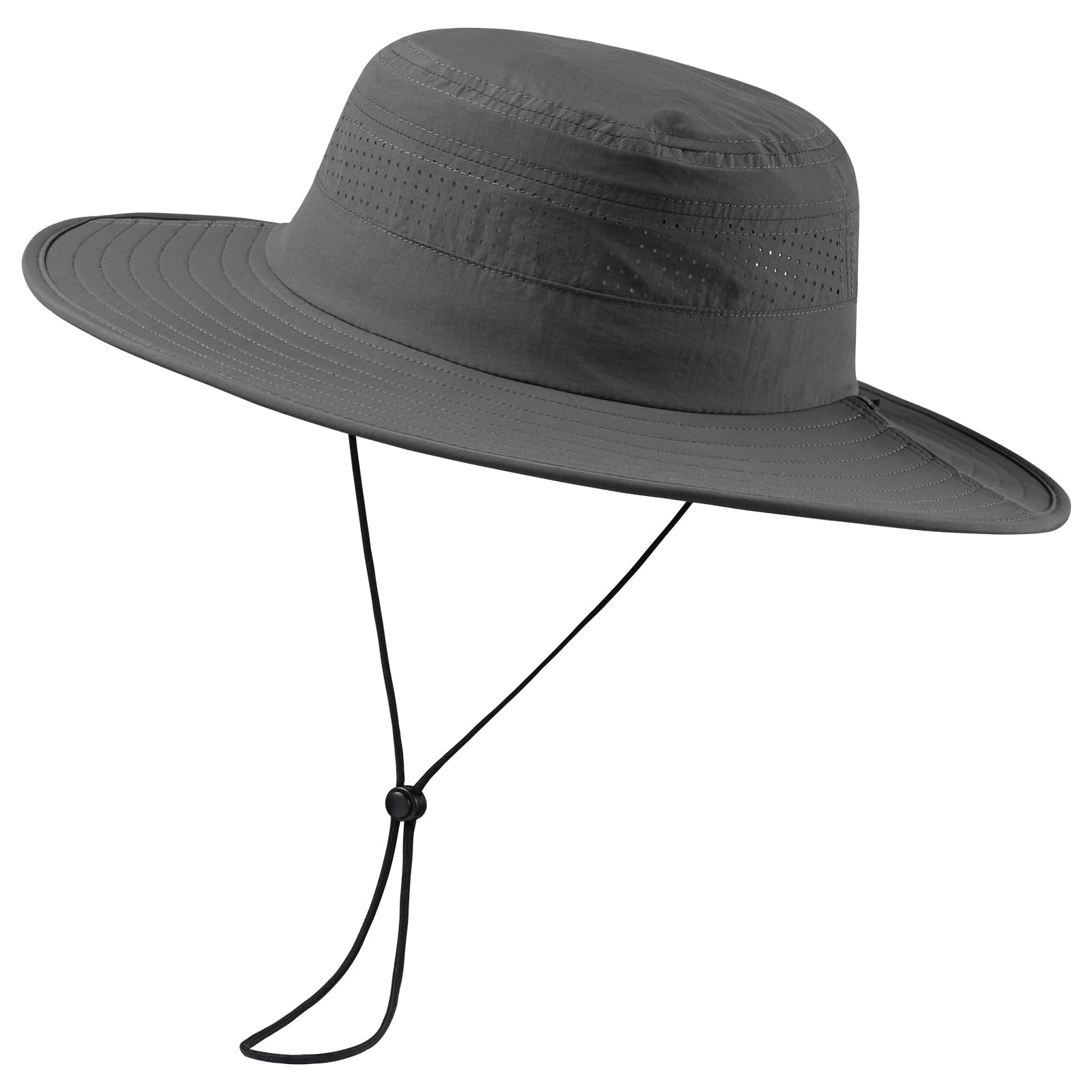 Photo 1 of UVSAI UPF 50+ Foldable Brim Water-Resistant Sun Bucket Hat with Laser Perforated Mesh Adjustable for Men Women Outdoor Dark Grey