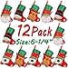 LimBridge Christmas Mini Stockings, 12 Pack 6.25 inches Small 3D Kids Glitter Set, Felt Xmas Tree Santa Claus Snowman Reindeer Gift Card Silverware Holders, Mini Personalized Holiday Treat Bag