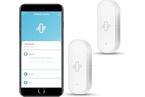 GAODUCASH WiFi Vibration Sensor: Smart Door Window Sensor with App Alerts, Wireless Glass Break Detector, Adjustable Sensitivity, Compatible with Alexa Google Home (2Pack)