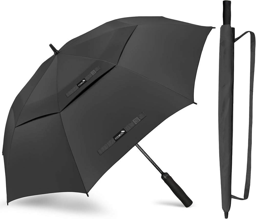 ZOMAKE 72in Golf Umbrella Windproof Rainproof Double Canopy Black