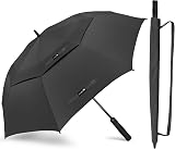 ZOMAKE 72in Golf Umbrella Windproof Rainproof Double Canopy Black