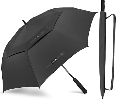 ZOMAKE 72in Golf Umbrella Windproof Rainproof Double Canopy Black