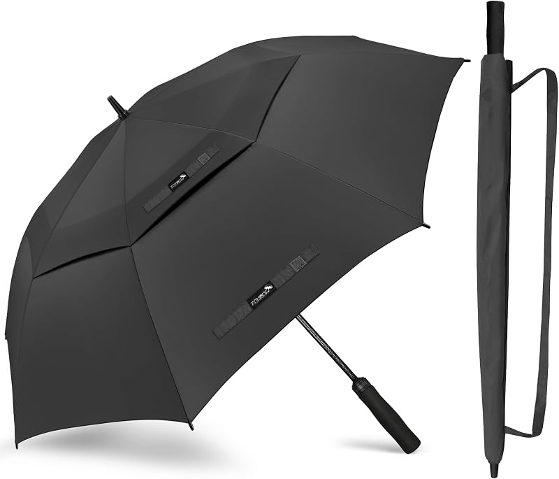 ZOMAKE 72in Golf Umbrella Windproof Rainproof Double Canopy Black