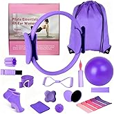 Zyvora Pilates Equipment Set for Home Workouts –15in1 Home Pilates Kit with Ring and Ball Set, Resistance Bands, Pilates Yoga Accessories, Core Sliders & Ankle Weights, Pilates Essentials Kit