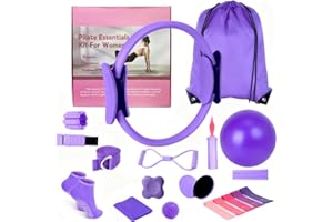 Zyvora Pilates Equipment Set for Home Workouts –15in1 Home Pilates Kit with Ring and Ball Set, Resistance Bands, Pilates Yoga Accessories, Core Sliders & Ankle Weights, Pilates Essentials Kit