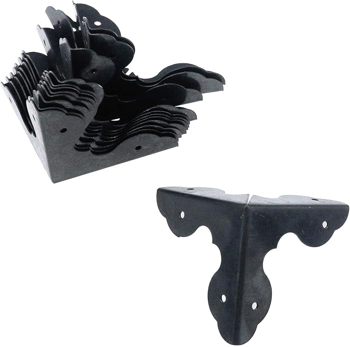 Antrader 12PCS Case Box Corners Triangle Metal Cabinet Corner Protector Edge Safety Guard for Furniture Decor 1-1/4" x 1-1/4", Black