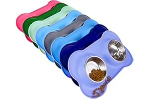 Juqiboom Dog Bowls 2 Stainless Steel Bowl for Pet Water and Food Feeder with Non Spill Skid Resistant Silicone Mat for Pets Puppy Small Medium Cats Dogs