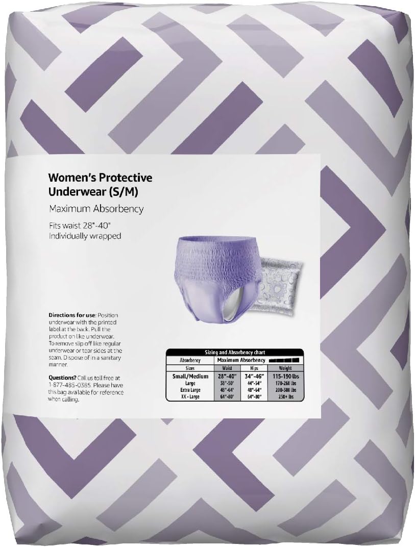  Brand - Solimo Incontinence Underwear for Women, Maximum Absorbency, Large, 54 Count, 3 Packs of 18: Health & Personal Care