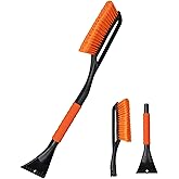 CGACOL 27" Ice Scrapers for Car Windshield Snow Brush Detachable Snow Scrapers Removal with Ergonomic Foam Grip for Cars Truc