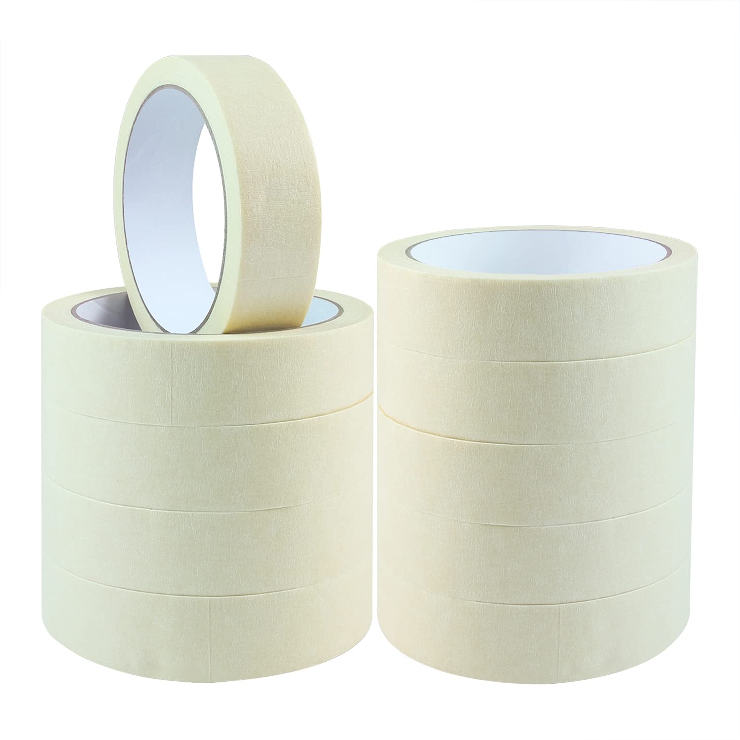 NORTHERN BROTHERS Masking Tape For Painting, 10 Rolls Decorating Tape for Painting Beige Wide Decorators Tape for Adhesive Indoor Crafts Spraying 24mm x 20m