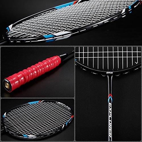 OPPUM 100% Full-Carbon Fiber Professional 2 Player Badminton Racquets Set Super Lightweight Badminton Rackets Including 2 Rackets/1 Carrying Bag/2 Overgrips - Thumbnail 5