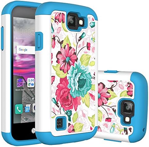 LG Optimus Zone 3 Case, Spree Case, Rebel Case, K4 Case, K3 Case with Screen Protector, LUXCA [Shock Proof] Hybrid Dual Layer Protective Case Cover for Optimus Zone 3 K4 K3 Spree Rebel (Rose Garden)