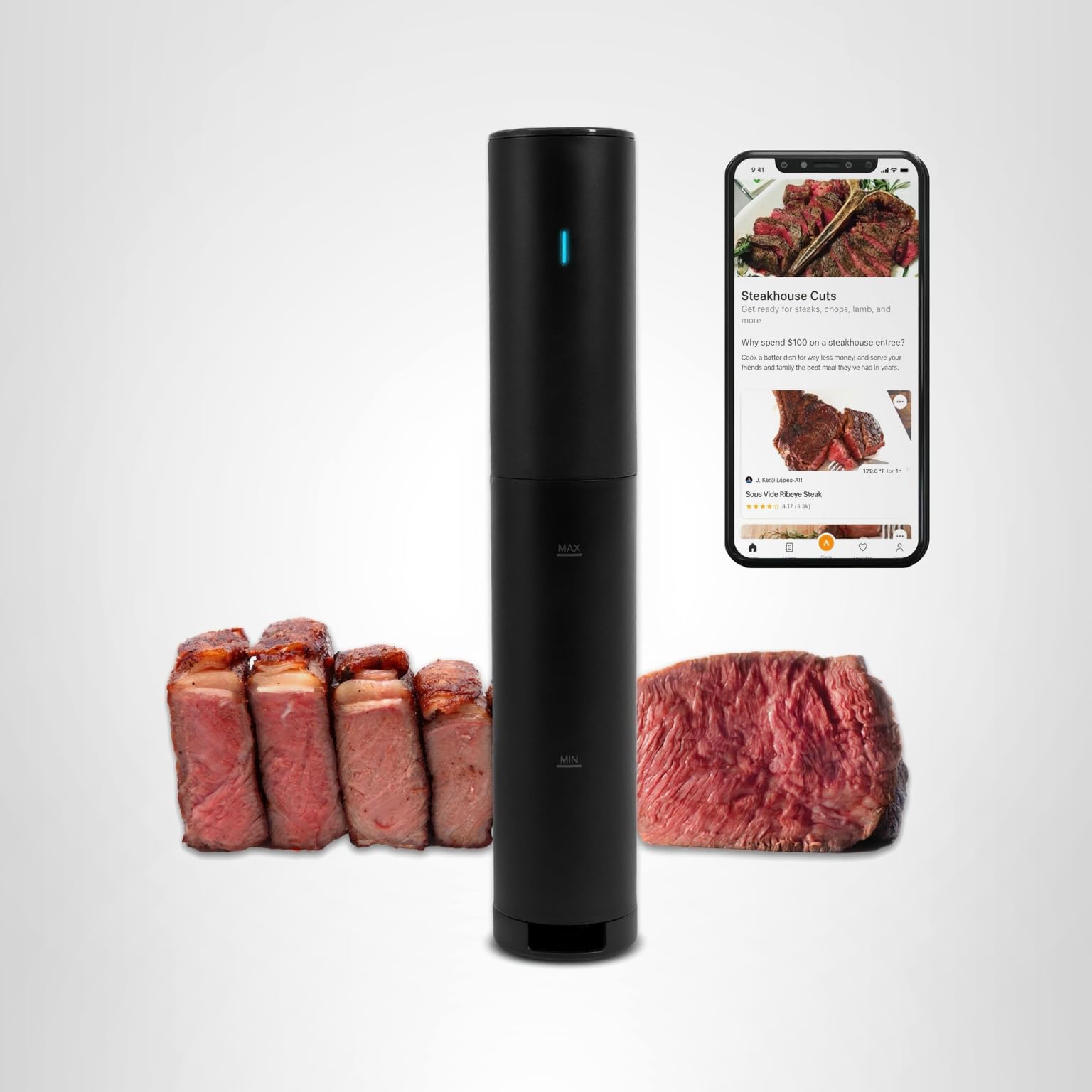 Anova Culinary Sous Vide Precision Cooker Mini, 850 Watts, Black and Orange, App Enabled, 2024 Model