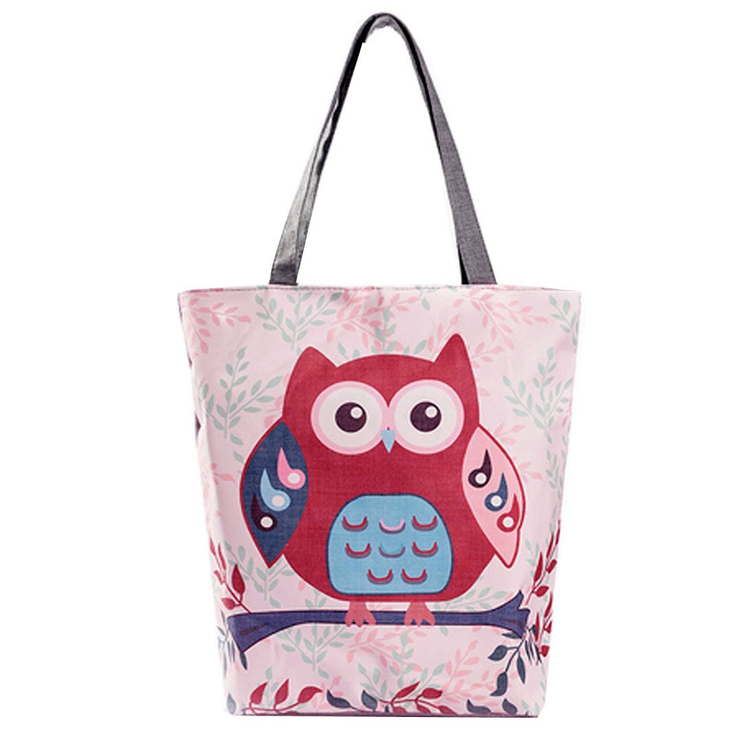 LA HAUTE Canvas Tote Bags Lovely Owl Print Summer Beach Handbags Shoulder Bags Large Shopping Bags