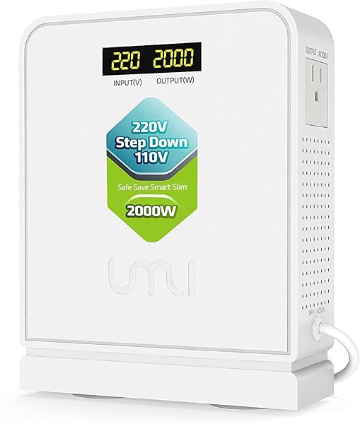 UMI 2000W STEP DOWN VOLTAGE 220V TO 110V CONVERTER, HEAVY DUTY POWER CONVERTER, POWER TRANSFORMER WITH AUTO MODE FOR LARGE CAPACITY EQUIPMENT, STEP DOWN 220V TO 110V – US TO EUROPE VOLTAGE CONVERTER