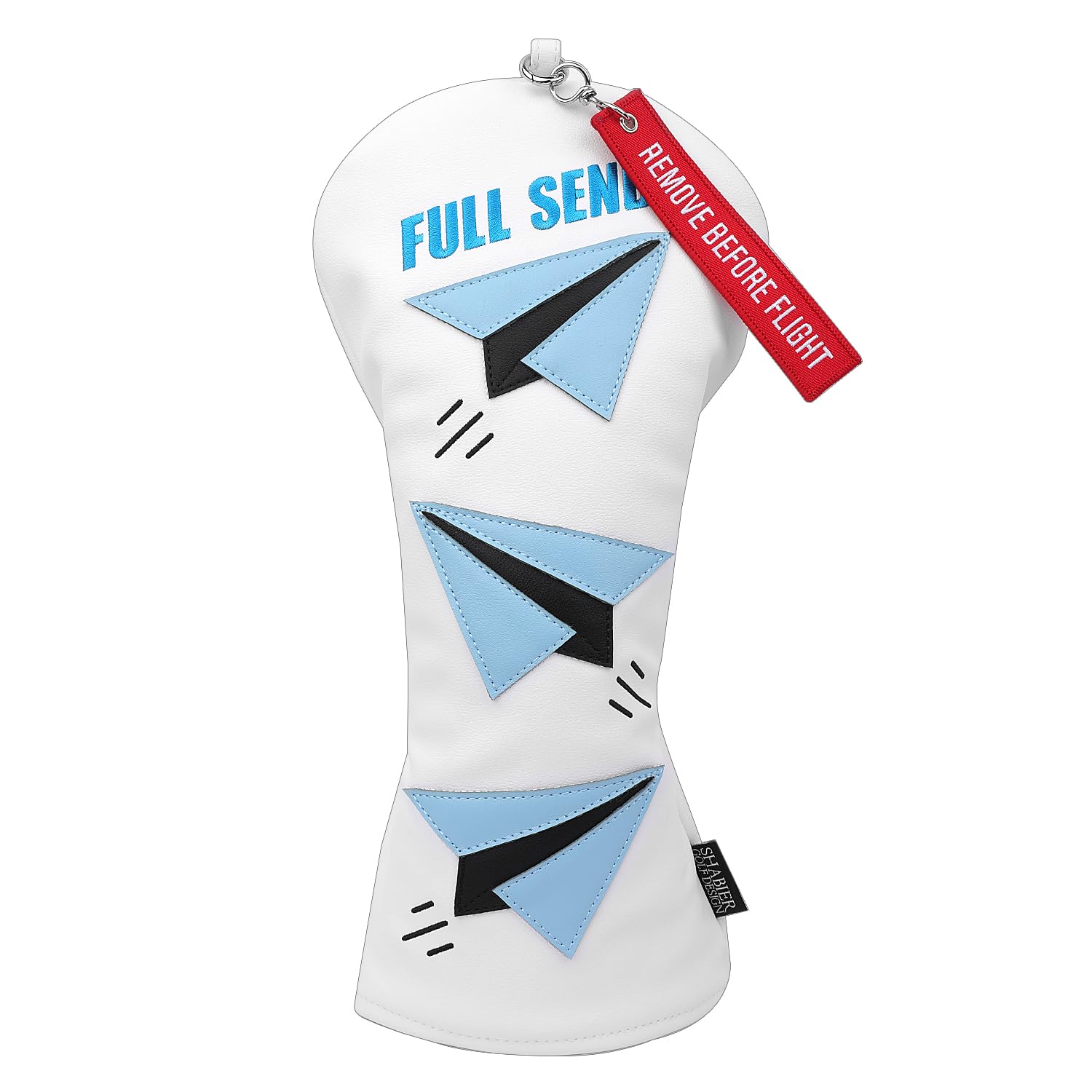 SHABIER White Golf Driver Headcover with Blue Airplane Design for Golf Driver Club
