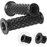 StarknightMT Motorcycle Vintage Non Slip Handlebar Grips 7/8 in 1 in | 22mm 24mm Universal Motorcycle Rubber Handle Grips, Open End Comfort Soft Thruster Grip, For Scooter Bicycle ATV Bike Black