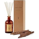 Craft & Kin Oud Wood Diffuser Reed Diffuser | All Natural Essential Oil & 8 Rattan Scent Sticks | Reed Diffusers for Home, Bathroom | Long Lasting Home Fragrance in Amber Glass, 5.75oz